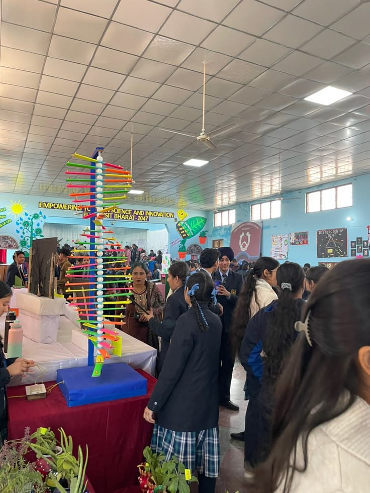 Students presenting projects at the Annual Science Exhibition.